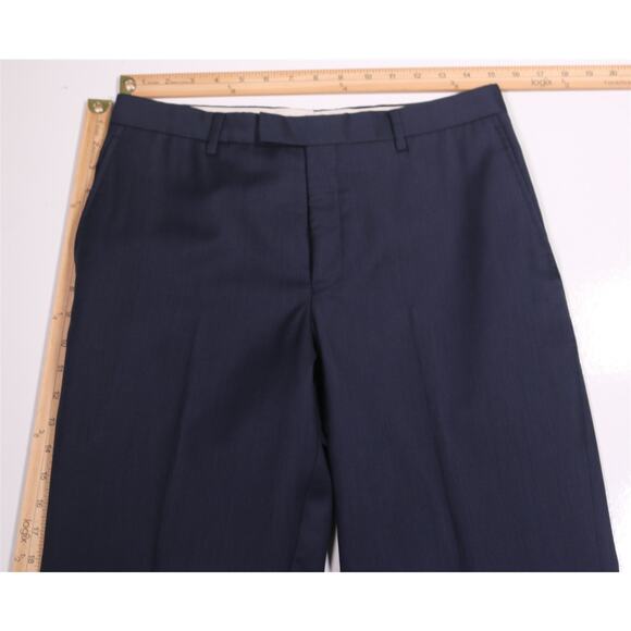 TM Lewin Navy Blue Wool Sharkskin Dress Pants Trousers Flat Front 30x32 - Picture 4 of 7